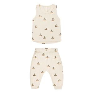Rylee + Cru Collective Tank & Slouch Pant Set, Sailboats, Size 0-3 Months